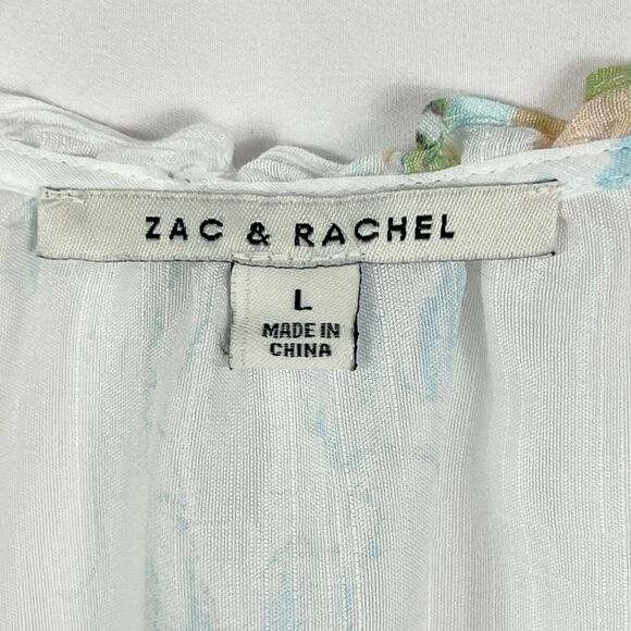 Zac & Rachel Floral Watercolor Ruffle Neck 3/4 Sleeve Flowy Top Women’s Large - Picture 8 of 11